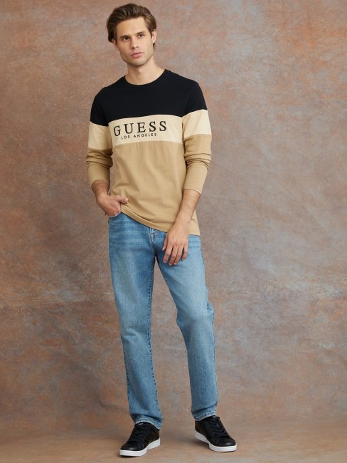 T-shirt à Manches Longues Alec Eco Taupe Grillé Guess