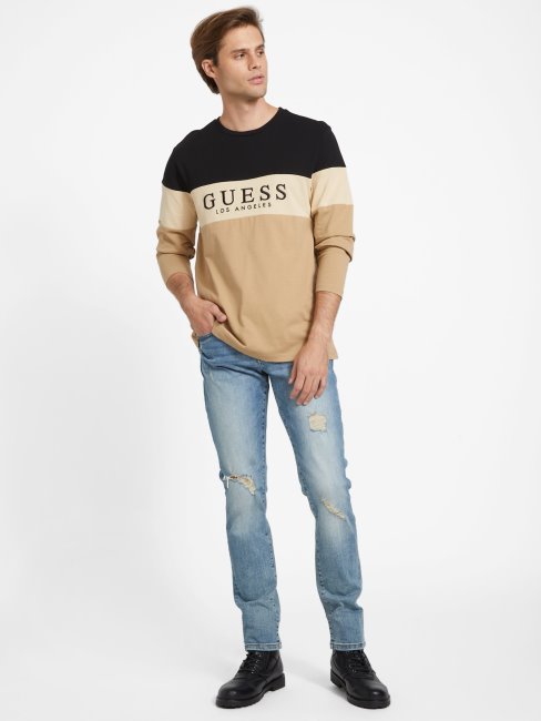 T-shirt à Manches Longues Alec Eco Taupe Grillé Guess