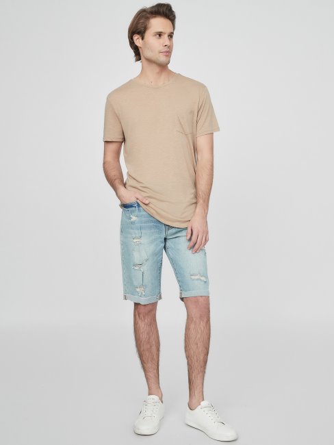 Short En Jean Guess Abby Légèrement Délavé