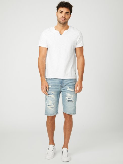 Guess - Short En Denim Burton Déchiré Et Réparé De Taille Moyenne