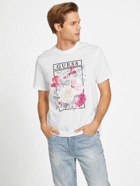 T-shirt à Col Rond Guess Roqueford Blanc Pur