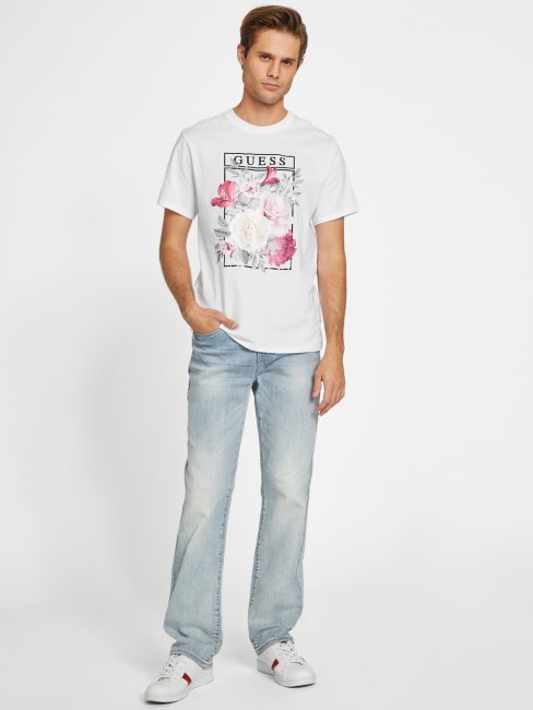 T-shirt à Col Rond Guess Roqueford Blanc Pur