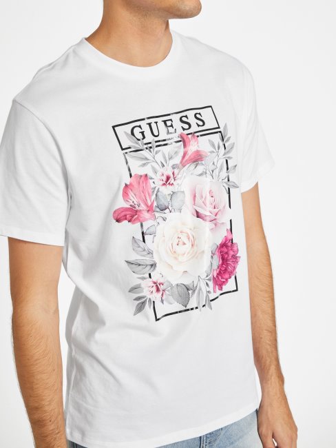T-shirt à Col Rond Guess Roqueford Blanc Pur