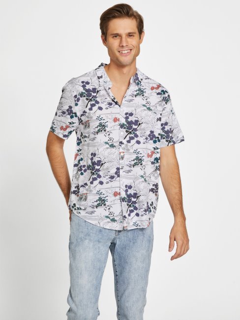 Tee Shirt Guess Eco Kai Forest Blanc Pur