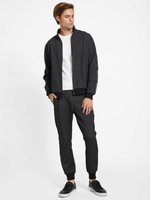 Blouson Zippé à Logo Guess Andrew Noir Oxyde