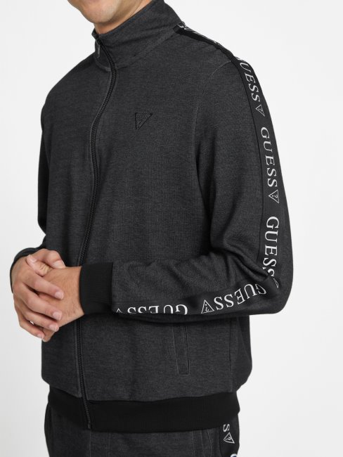 Blouson Zippé à Logo Guess Andrew Noir Oxyde