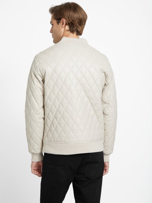 Guess Vintage Veste En Similicuir Matelassé Peter Blanc