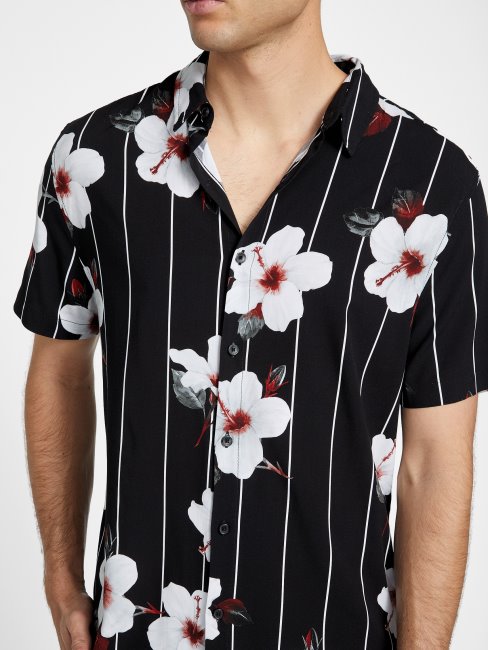 Chemise Imprimée Rai Noir Jet Guess