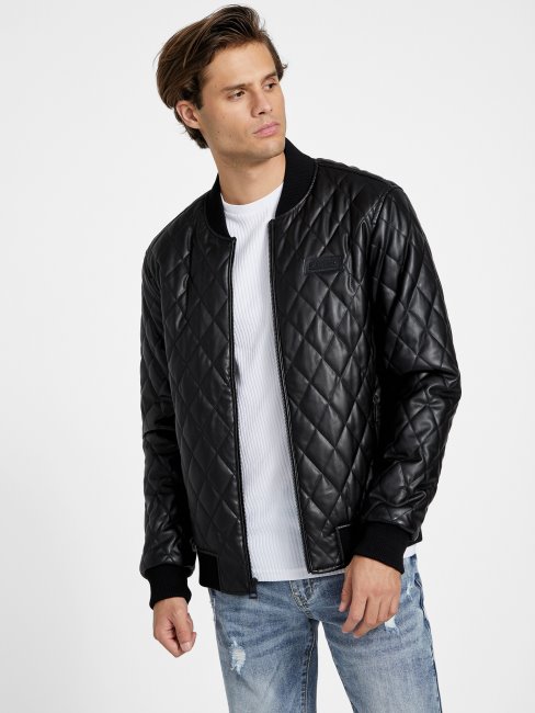 Veste En Similicuir Matelassé Noir De Jais Peter Guess