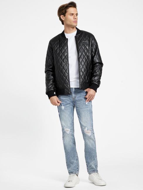 Veste En Similicuir Matelassé Noir De Jais Peter Guess
