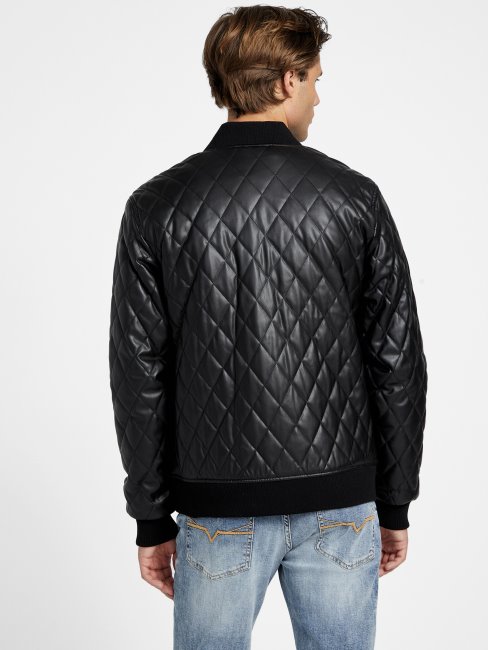 Veste En Similicuir Matelassé Noir De Jais Peter Guess