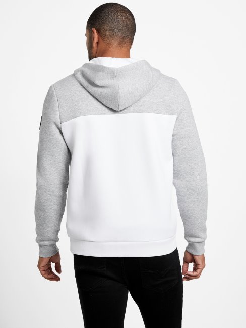 Sweat à Capuche Zippé Gris Clair Chiné Thorn Color-block Guess