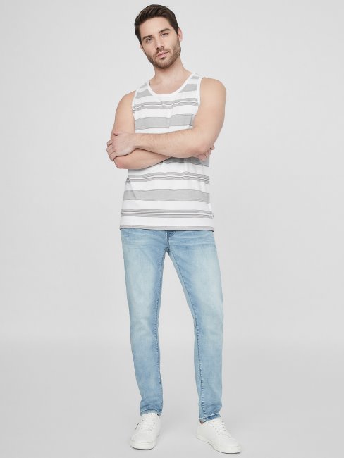 Débardeur Blanc Pur à Rayures Neige Guess