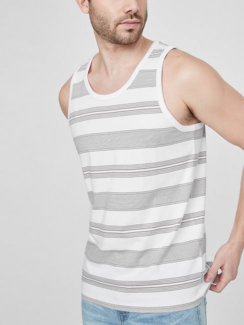 Débardeur Blanc Pur à Rayures Neige Guess
