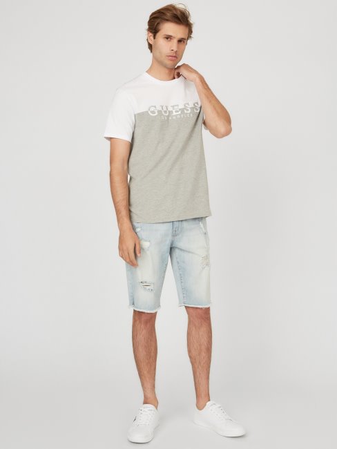 T-shirt à Logo Color-block Davion Blanc Pur Guess