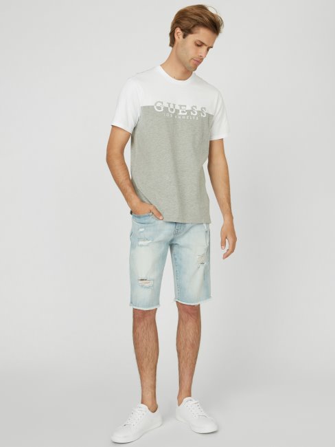 T-shirt à Logo Color-block Davion Blanc Pur Guess