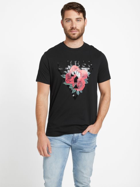 Eco Ammon Roses Tee Guess Noir De Jais