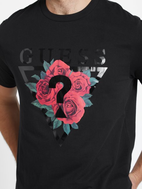 Eco Ammon Roses Tee Guess Noir De Jais