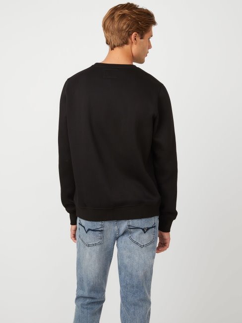 Pull Porter Logo Brodé Noir Jet Guess