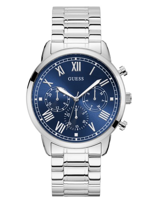 Montre Guess Multifonction Argentée Et Bleue Argent
