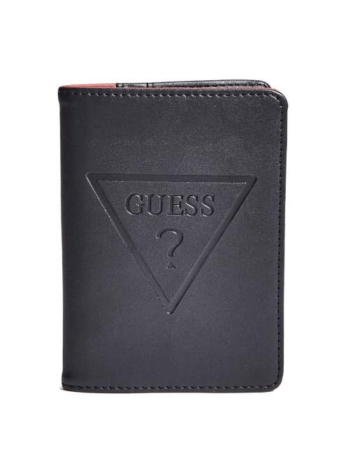 étui à Passeport Noir Avec Logo Guess En Relief