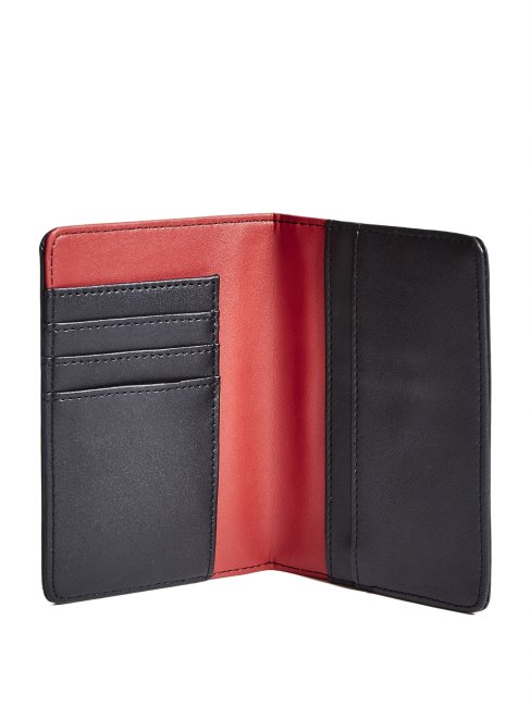 étui à Passeport Noir Avec Logo Guess En Relief