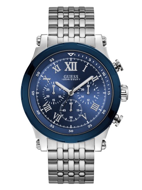 Montre Multifonction Sans Couleur Argent Et Bleu Guess