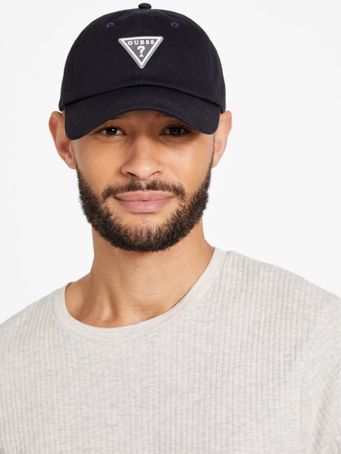 Guess Caoutchouc Triangle Logo Casquette De Baseball Bleu Marine