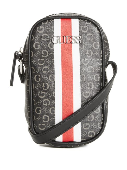 Sac à Bandoulière Imprimé Logo Rayé Guess Coal