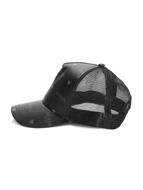 Casquette Trucker Noire En Similicuir à Logo Imprimé Guess
