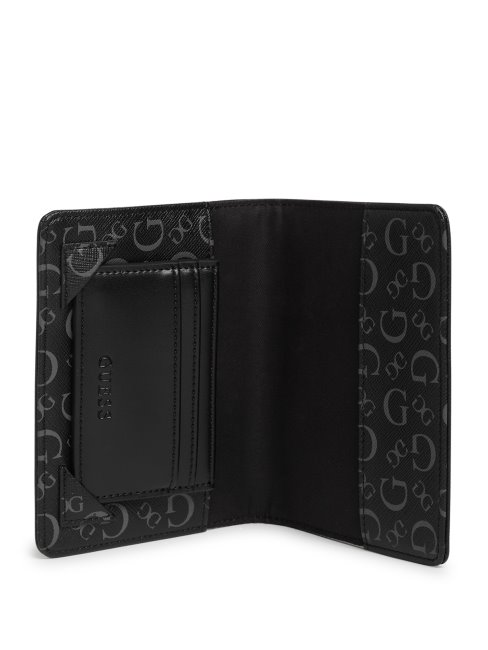 étui à Passeport Logo Coffret Cadeau Guess Noir