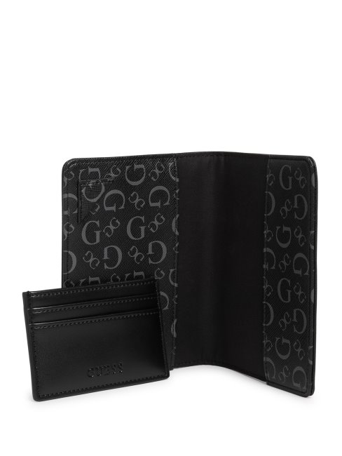 étui à Passeport Logo Coffret Cadeau Guess Noir
