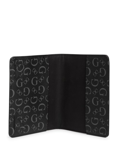 étui à Passeport Logo Coffret Cadeau Guess Noir