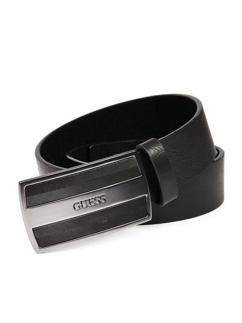 Ceinture Guess Noire à Plaque Texturée à Chevrons