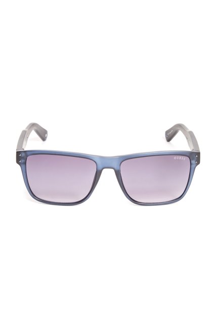 Lunettes De Soleil Carrées à Branches Métalliques Bleu Guess