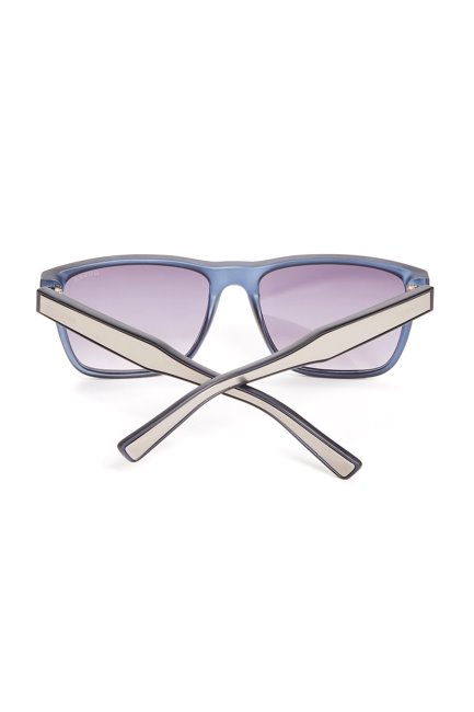 Lunettes De Soleil Carrées à Branches Métalliques Bleu Guess