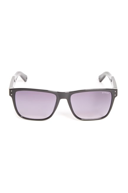 Lunettes De Soleil Carrées à Branches Métalliques Noires Guess