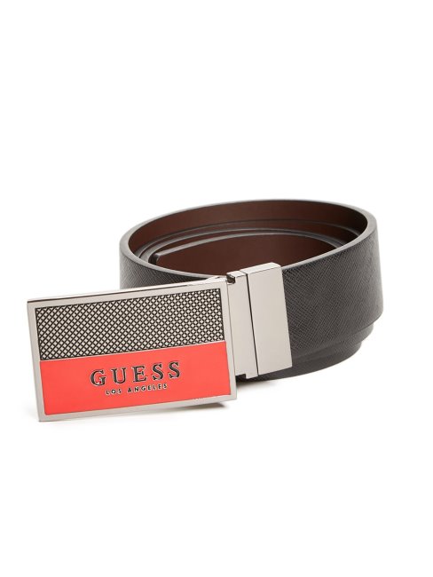 Guess Ceinture à Plaque Logo En émail Noir