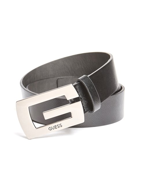Ceinture Guess Noire à Logo En Saffiano