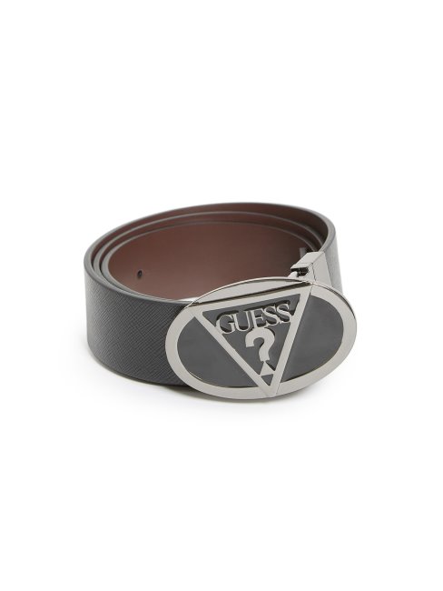 Ceinture Noire Réversible à Plaque Logo Ovale Guess