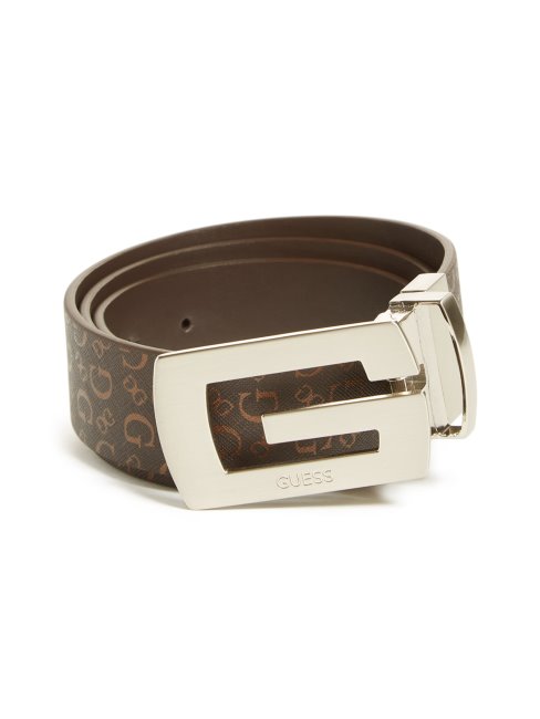 Ceinture Réversible à Boucle G Logo Marron Guess