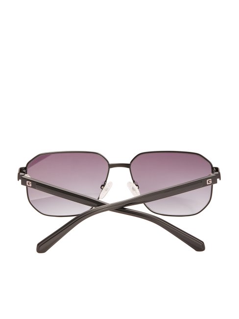 Lunettes De Soleil Navigateur Carrés En Métal Gunmetal Guess