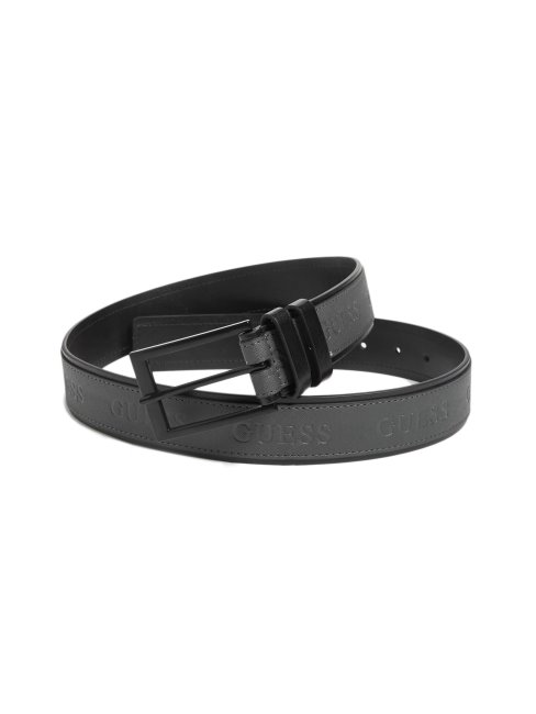 Ceinture Noire Texturée Logo Guess