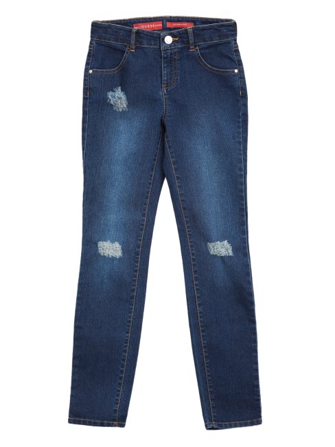 Jean Skinny Effet Vieilli Minime (7-16) Délavé Foncé