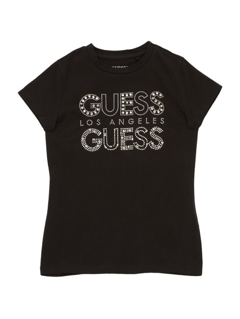 T-shirt Noir De Jais Avec Logo Et Strass Kambrie (7-14) Guess