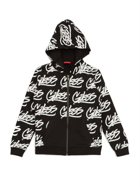 Sweat à Capuche Zippé Guess Astar Noir De Jais (7-16)