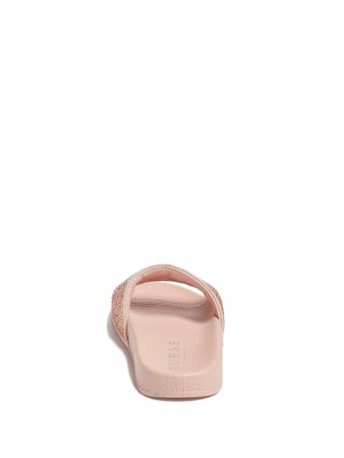 Guess Blush Sucre Strass Logo Sandales à Enfiler