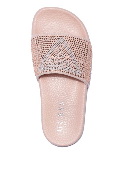 Guess Blush Sucre Strass Logo Sandales à Enfiler
