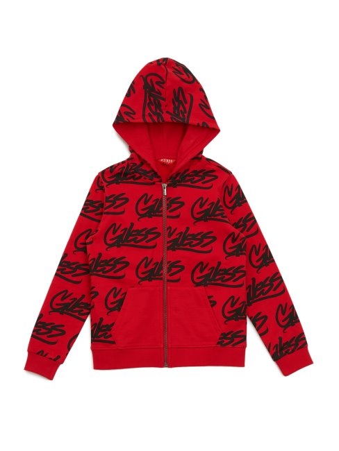 Guess Sweat à Capuche Zippé Astar Rugby Rouge (7-16)