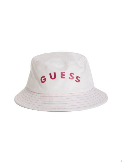 Chapeau Seau Blanc à Logo Pailleté